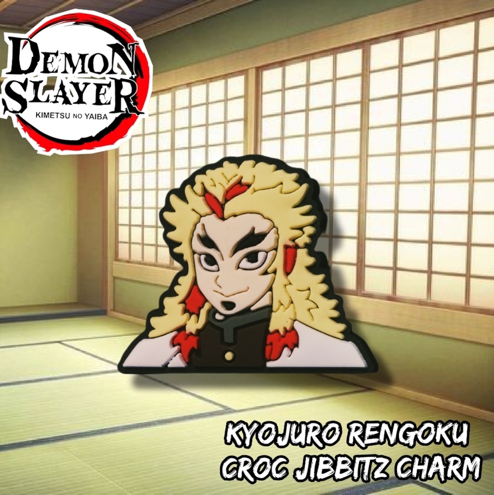 💖3 Charms for $9💖Flame Hashira Kyojuro Rengoku Croc Charm Demon Slayer Jibbitz